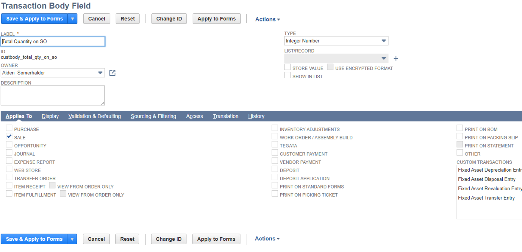 Creating a custom field that pulls results from a saved search in NetSuite