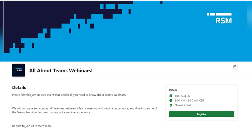 All About Teams Webinars - Details