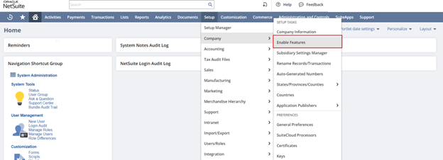 Enabling Company Feature Options in SuiteCloud