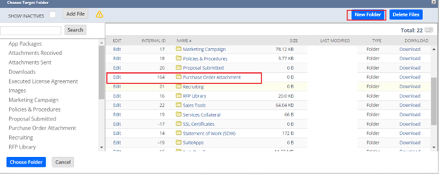Choose a Designated Folder for the Record Type
