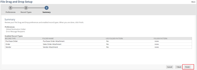 Click Finish on the Summary Page