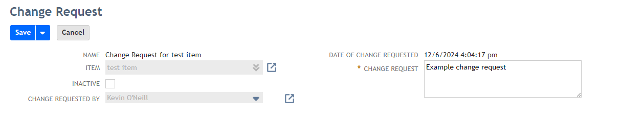 Change Request custom field