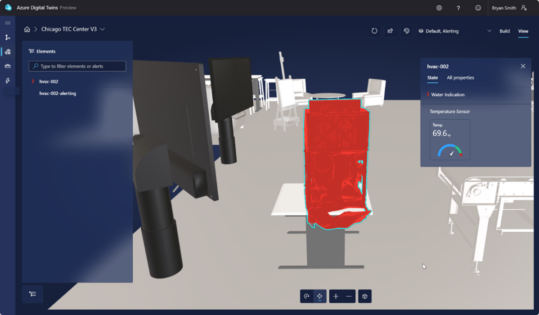 Screenshot of Azure Digital Twins for predictive maintenance.