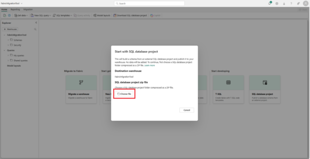 Upload your SQL database project zip file