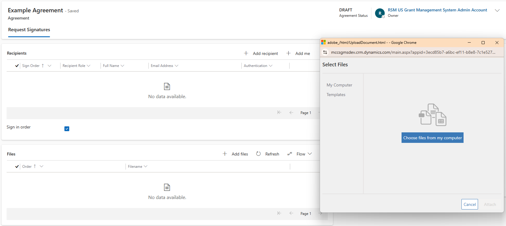 Agreement Page in CE