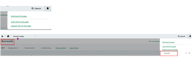 Bookmarks in Sage Intacct
