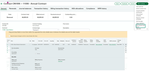 Edit Layout Entries in Sage Intacct