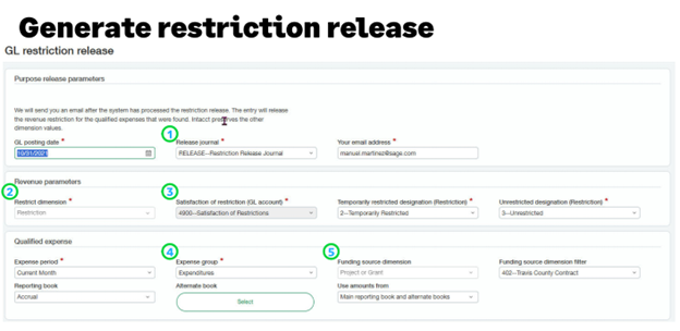 Generate Sage General Ledger Restriction Release