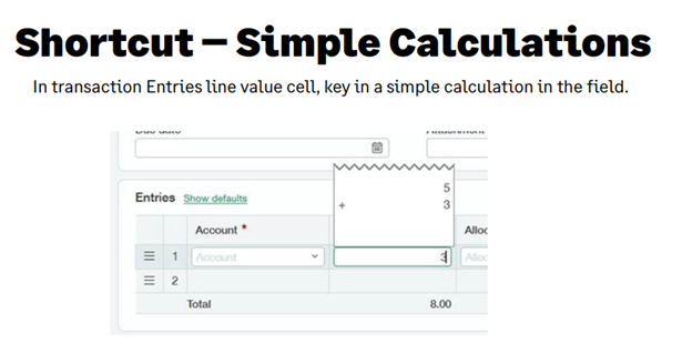 Sage Simple Calculator Shortcut
