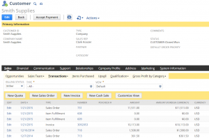 Customer Standard Subtabs