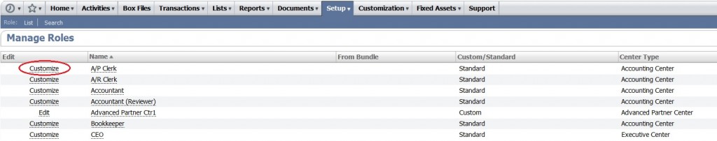 Select the default role you want to customize and select the "Customize" button.