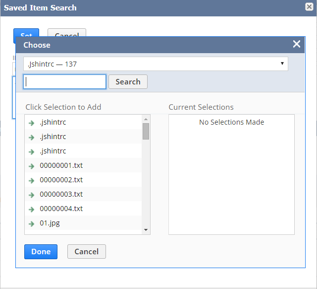 Image Selection List