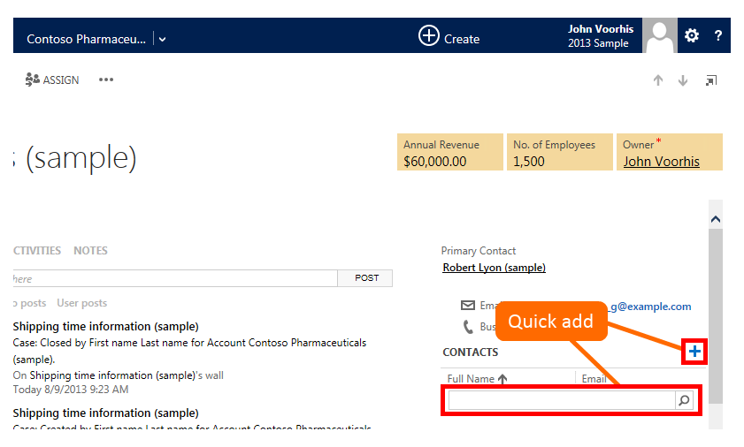 10. Dynamics CRM 2013: Quick Add 10. Dynamics CRM 2013: Quick Add