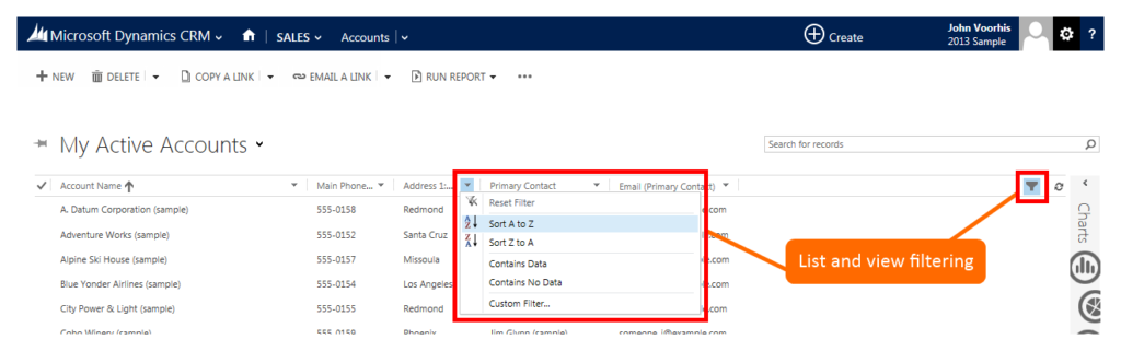 13. Dynamics CRM 2013: List and view filtering 13. Dynamics CRM 2013: List and view filtering