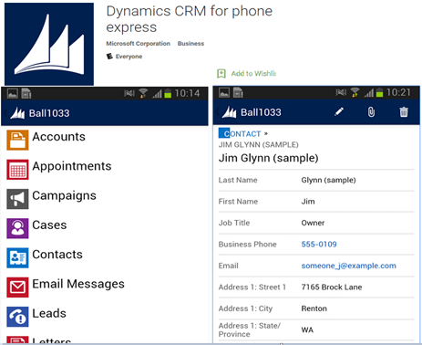 Microsoft Dynamics CRM 2015 NEW Mobile App for Phones Impression 2