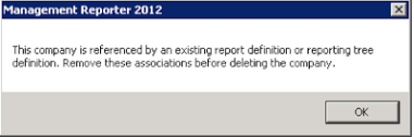 Deleting a company in Management Reporter 2012 1