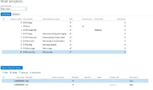 Screenshot of Warehouse Management in Dynamics 365 for Operations you are required to set up and use both Work Templates and Location Directives