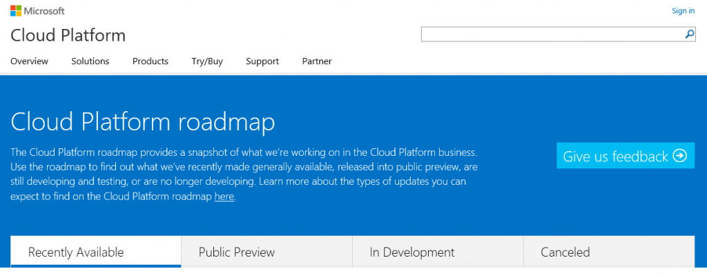 Cloud platform roadmap - February 2015