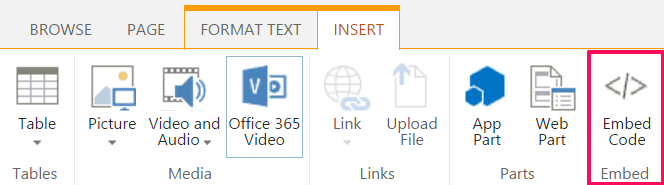 Screenshot of SharePoint ribbon